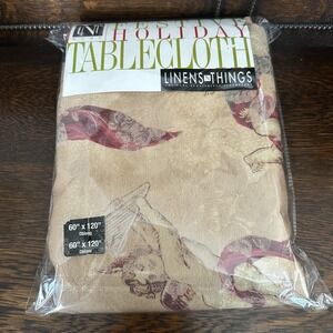 Linens N Things Holiday Tablecloth 60x120 Inch Cheribini Antique Gold Oblong New